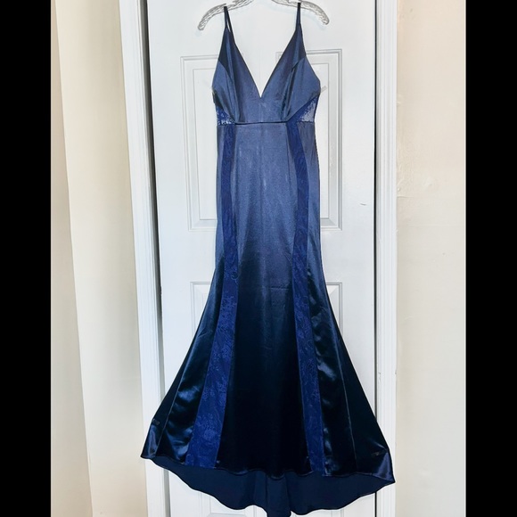 Guess | Dresses | Guess Navy Blue Satin Lace Trim Mermaid Gown | Poshmark Guess | Dresses | Guess Navy Blue Satin Lace Trim Mermaid Gown | Poshmark